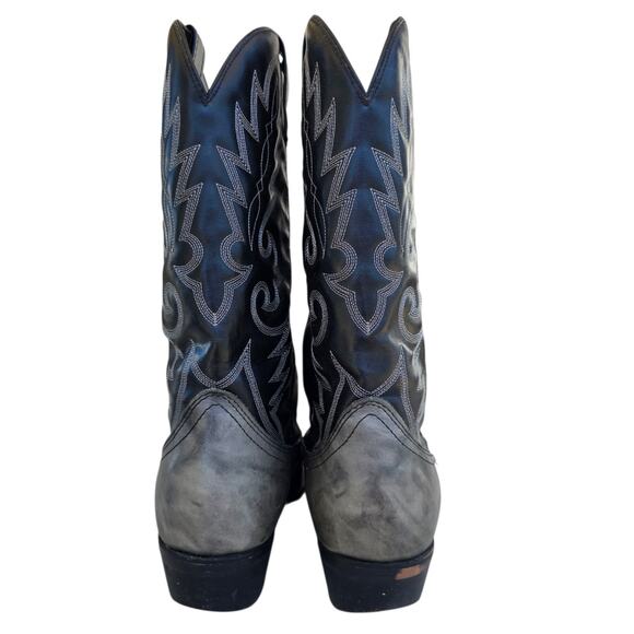 Laredo Western Cowboy Boots Mens 9D Black Gray Leather Pointed Toe main image 2